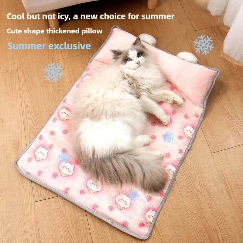 Nido per cani Nido per gatti Tappetino freddo estivo in seta di ghiaccio Nido per cani con cuscino Teddy Letto per cani di piccola taglia media Quattro stagioni universale