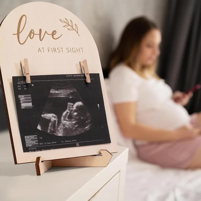 Cornice per foto in legno ad ultrasuoni per bambini Cornice per foto con sonogramma Regalo per la gravidanza Impronte di mani per bambini Ricordo per coppie Nuove mamme
