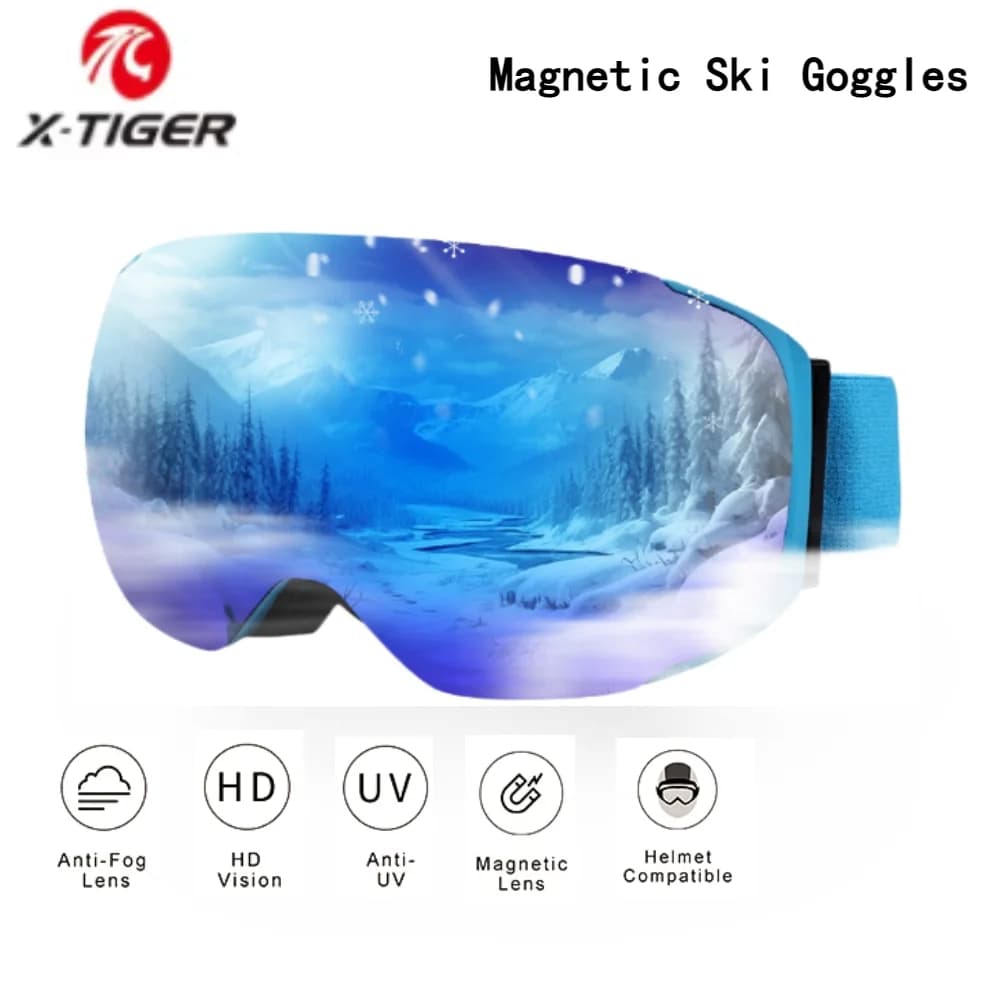 X-TIGER occhiali da sci magnetici invernali occhiali da Snowboard antiappannamento a doppio strato occhiali da motoslitta occhiali sportivi per adulti