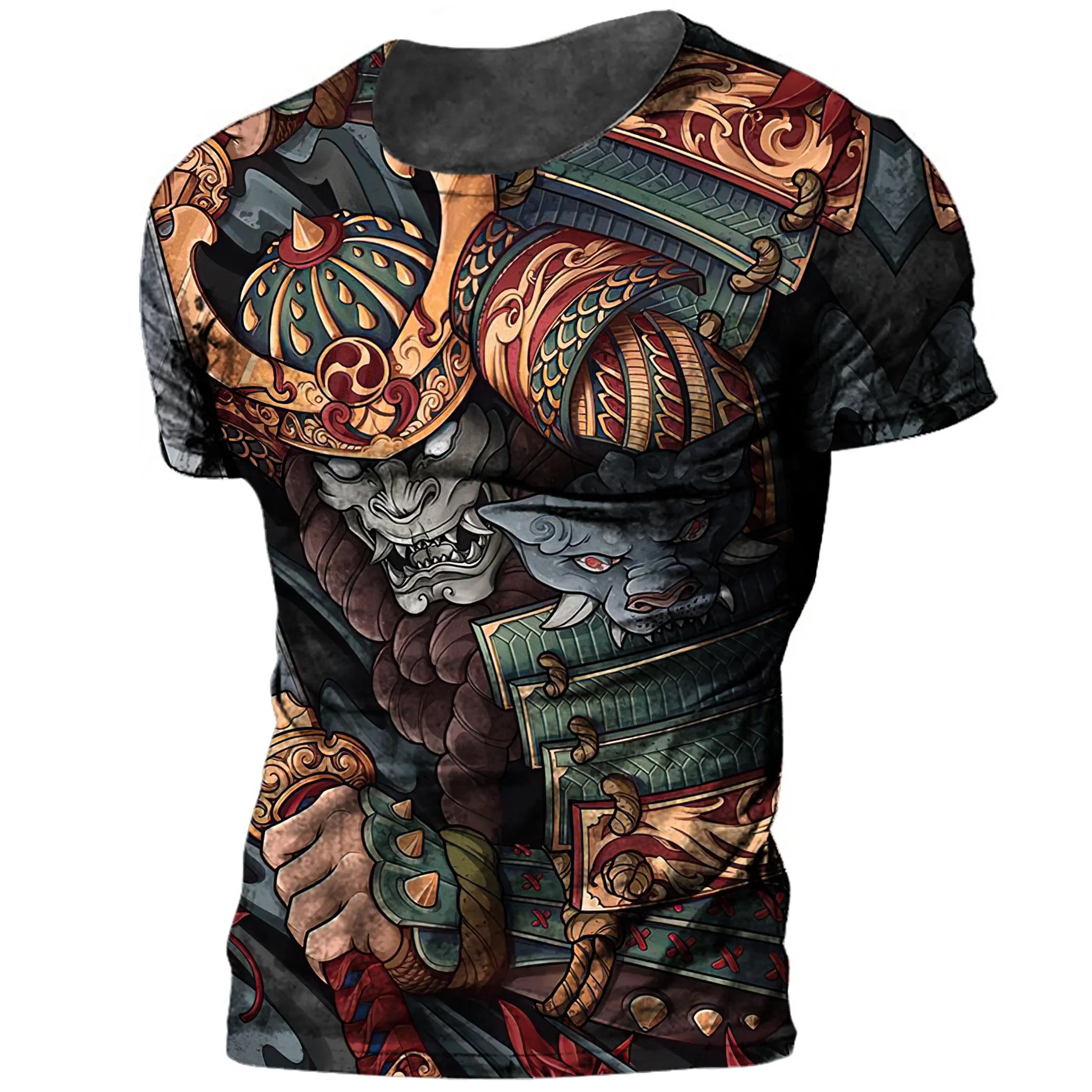 T-shirt da uomo a maniche corte con scollo rotondo alla moda Harajuku, top ampio e confortevole ad asciugatura rapida