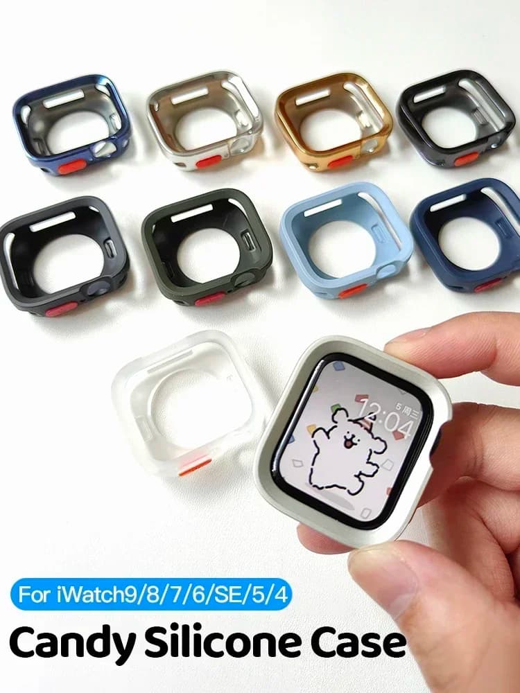 Soft Silicone Case Candy for Apple Watch 45mm 41mm 44mm 40mm Protective bumper for iWatch Ultra 9 8 7 SE 6 5 women series
