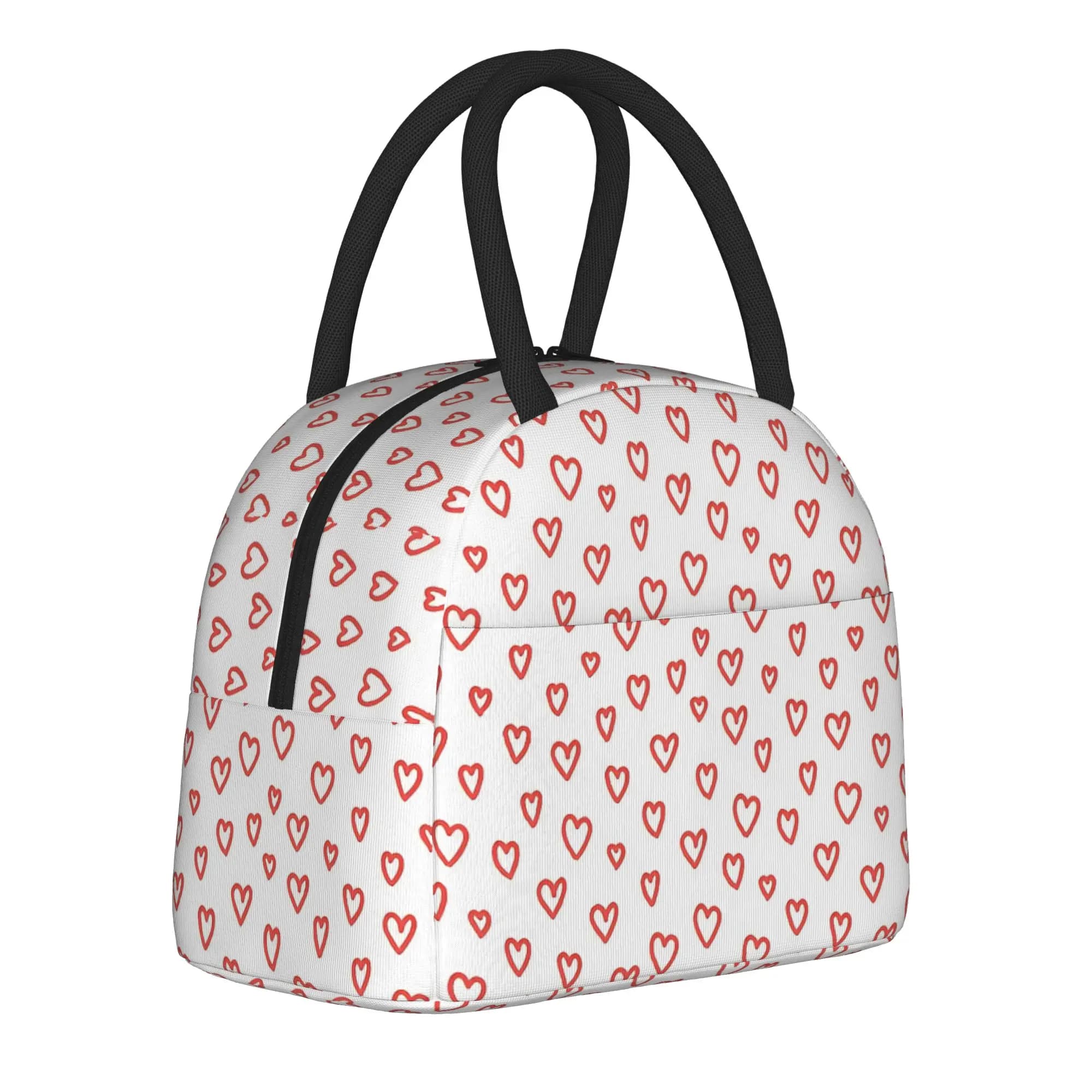Drawing Hearts Pattern Insulated Lunch Bag Portable Meal Container Cooler Bag Tote Lunch Box School Travel Food Bag