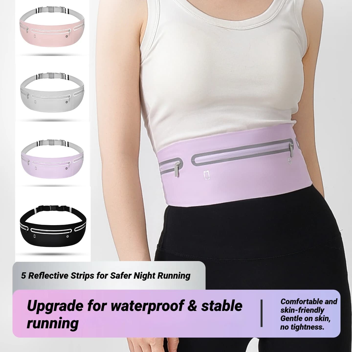 Marsupio da Corsa Unisex con Inserti Riflettenti, Marsupio Sportivo per Fitness e Allenamento, Porta Soldi