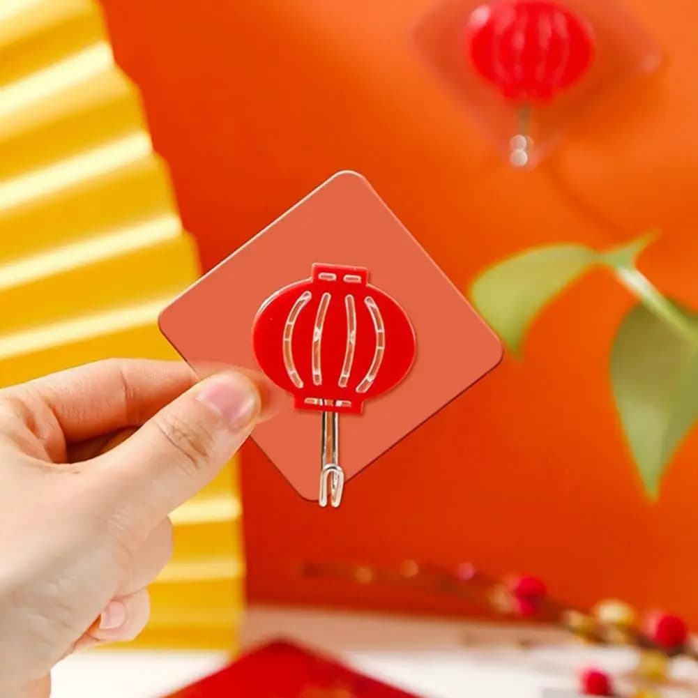 8 pezzi ganci autoadesivi in stile cinese installazione senza trapano ganci per decorazioni festive lanterne rosse nodi cinesi ganci per il festival