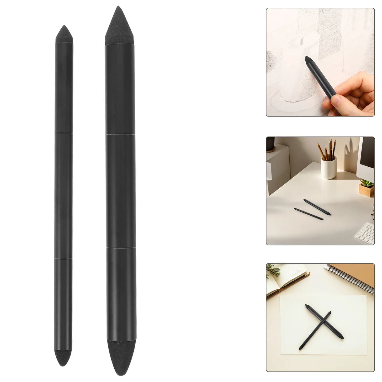 2Pcs Double Headed Blending Sponge Pen Soft Oil Pastel Blender Art Sketching Drawing Tools Reusable Sponge Brush for Smooth