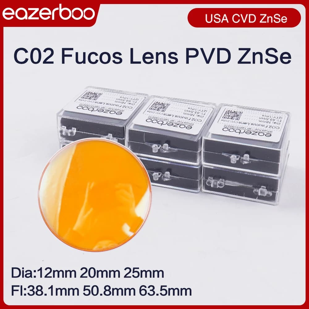 Laser focus lens CO2 CVD ZnSe Dia20mm 19,05/18/12/F50.8 F38.1/F63.5mm Focus lens Laser 200W Laser engraving machine CO2