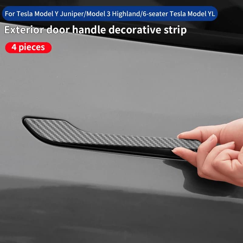 Per Tesla Model Y Juniper/Model YL, striscia decorativa per maniglia della portiera, copertura protettiva per maniglia esterna Model 3 Highland, 4 pezzi