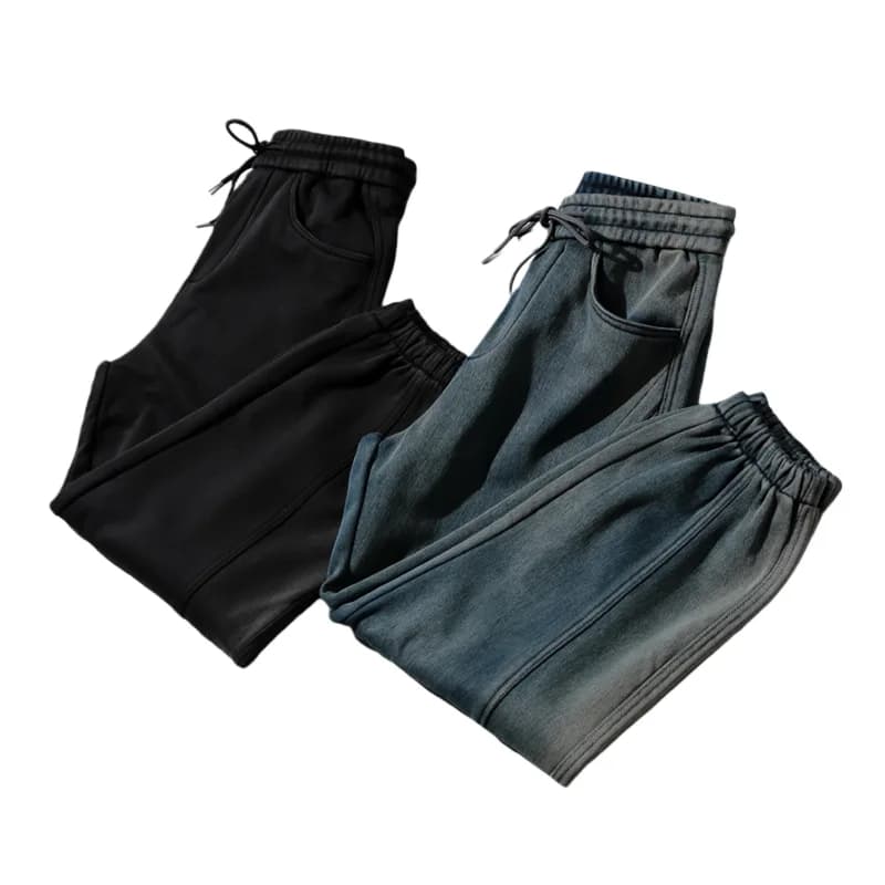 Men's Thiened Fce Lined Winter Trousers Harlan Sle Jeans Medium Waist Casual Trousers American Sle 25 New Model