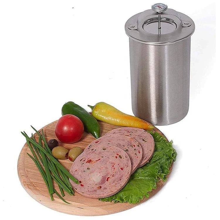 Cottura del pancetta Caldaia per carne Pentola a pressione Strumenti Pressa per prosciutto in acciaio inossidabile con termometro per preparare carne sana