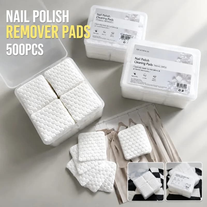 500pcs Nail Polish Remover Cotton Pads Non-Shedding Thin Acetone Nail Wipe Pads for Manicure, Lint-Free Non-Woven Nail Surface