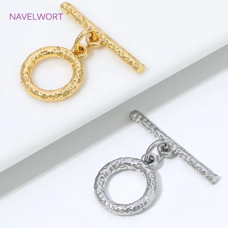 Brass Connector Clasps For Jewelry Making 18K Gold Plated Textured OT Toggle Clasp,Fastener For Bracelet, Jewelry Accessories
