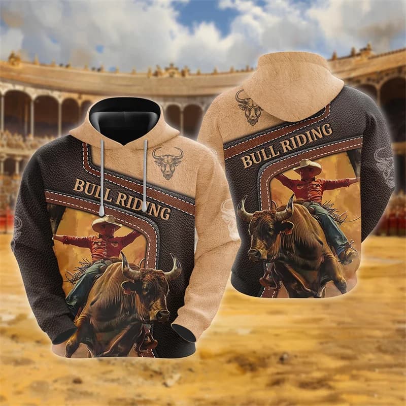 Felpe con cappuccio da atletica toro stampate in 3D per uomo felpe con grafica da Cowboy Vintage pullover sportivi Casual top Street Hoody