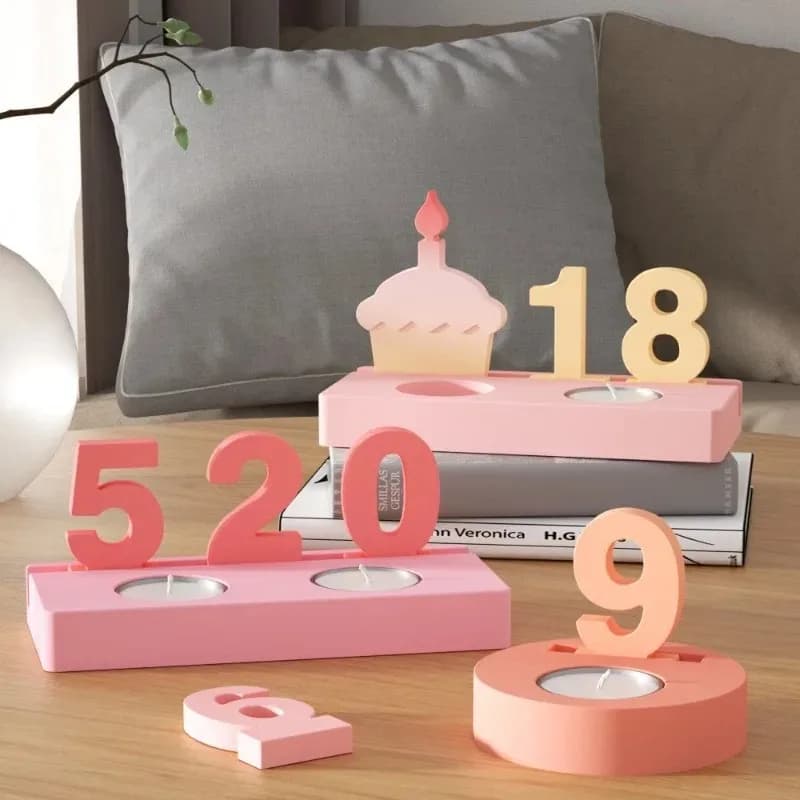 Set di 2 Stampi in Silicone per Torte di Compleanno, Stampi per Base Quadrata, Portacandele, Artigianato Artistico, Stampi per Numeri in Resina