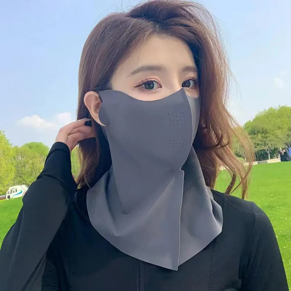 Sunscreen Mask, Breathable Sun Protection Face Mask, with Elastic Straps, Full Face Neck Clavicle Coverage for Outdoor Summer