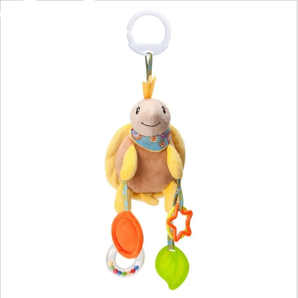 Ciondolo per Culla e Passeggino con Campanello a Forma di Animale Imbottito, Design Carino, Giocattolo Sonaglino per Neonati, Materiale per l'Allenamento della Presa