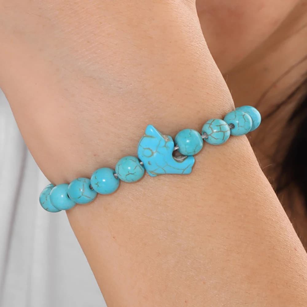 Bohemia Cute Dolphin Beads Bracelet Colorful Turquoises Elastic Stretch Bracelet For Women Men Summer Sea Beach Party Jewelry
