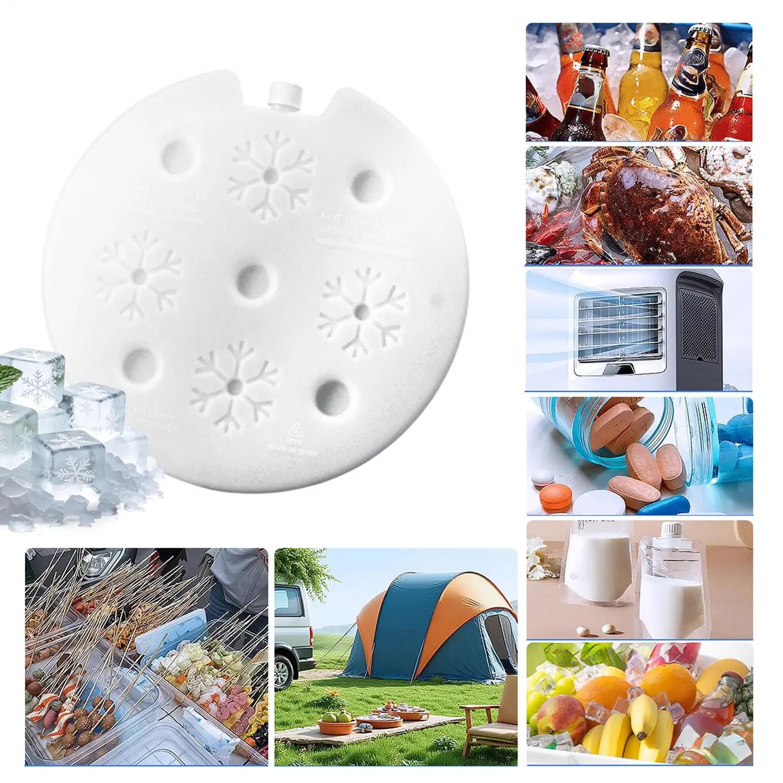 600ml Crystal Ice Block Coolers Reusable Leakproof Container Air Conditioner Cooler Ice Packs Small Reusable Ice Cubes Lunch Box