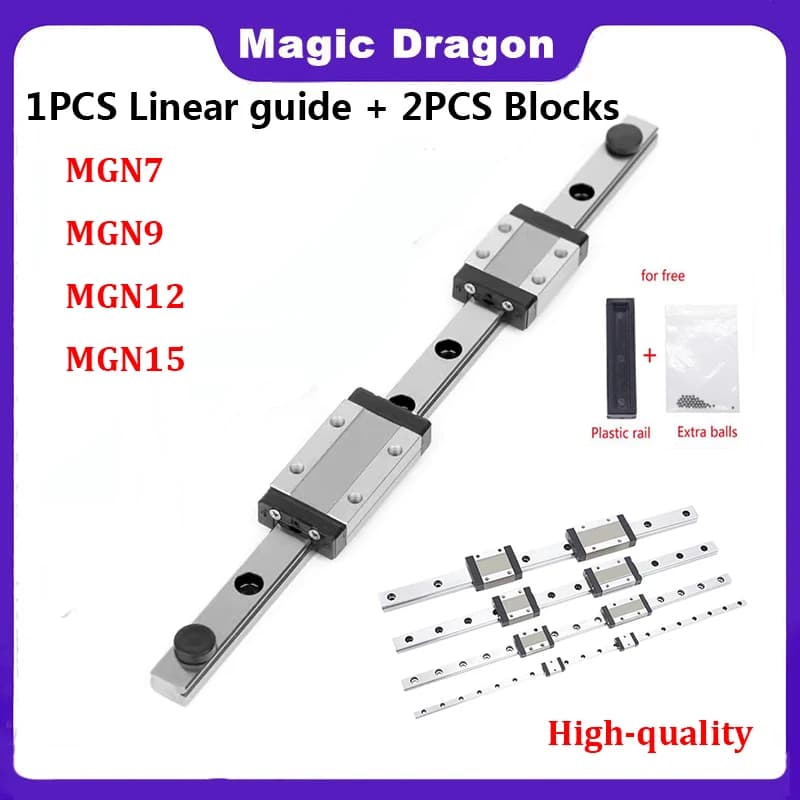 MGN7 MGN12 MGN15 MGN9 L Da 100-800mm Guida lineare in miniatura 1 pz Guida lineare MGN + 2 pz MGN Blocco nero Parte stampante 3D