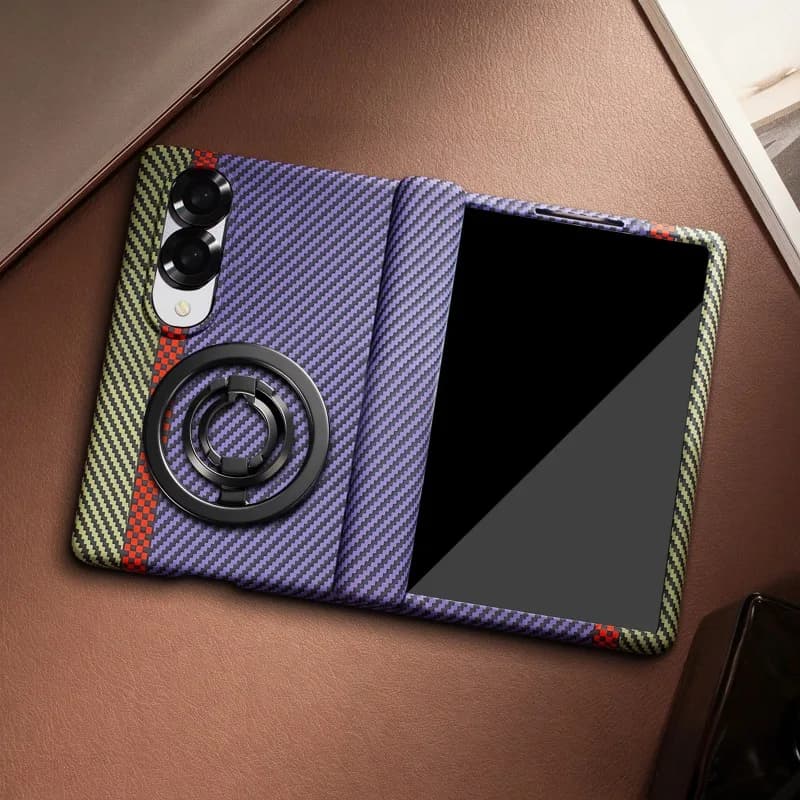 For Samsung Z Fold 8 Wide Rotatable Ring Holder Phone Case Hinge Protection Built-in Front Glass Film Shockproof Cover
