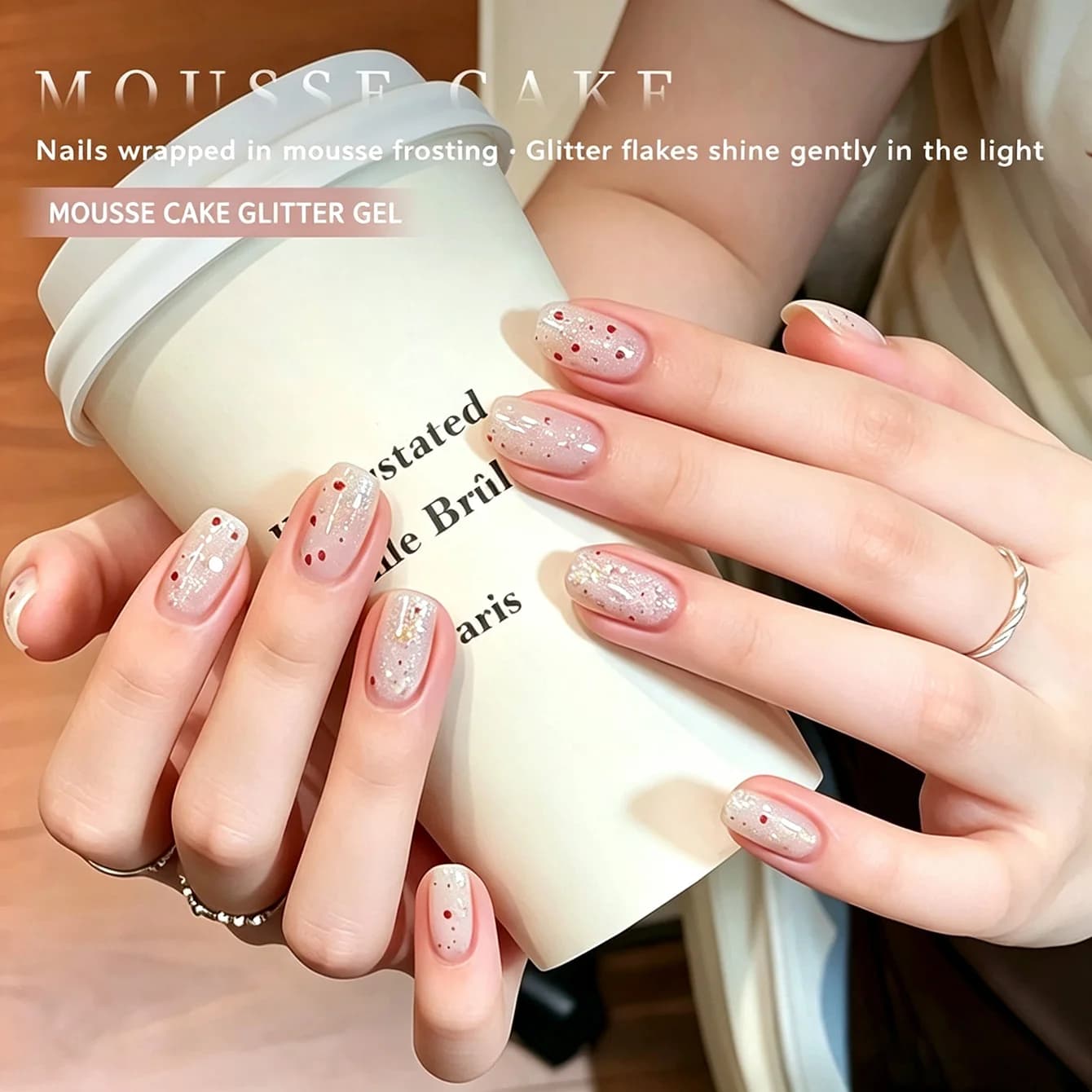 Mousse Cake Sequin Gel Nail Polish Whitening Cute Nails Srobe Cream White Glitter Gel Polish UV LED Light Nails