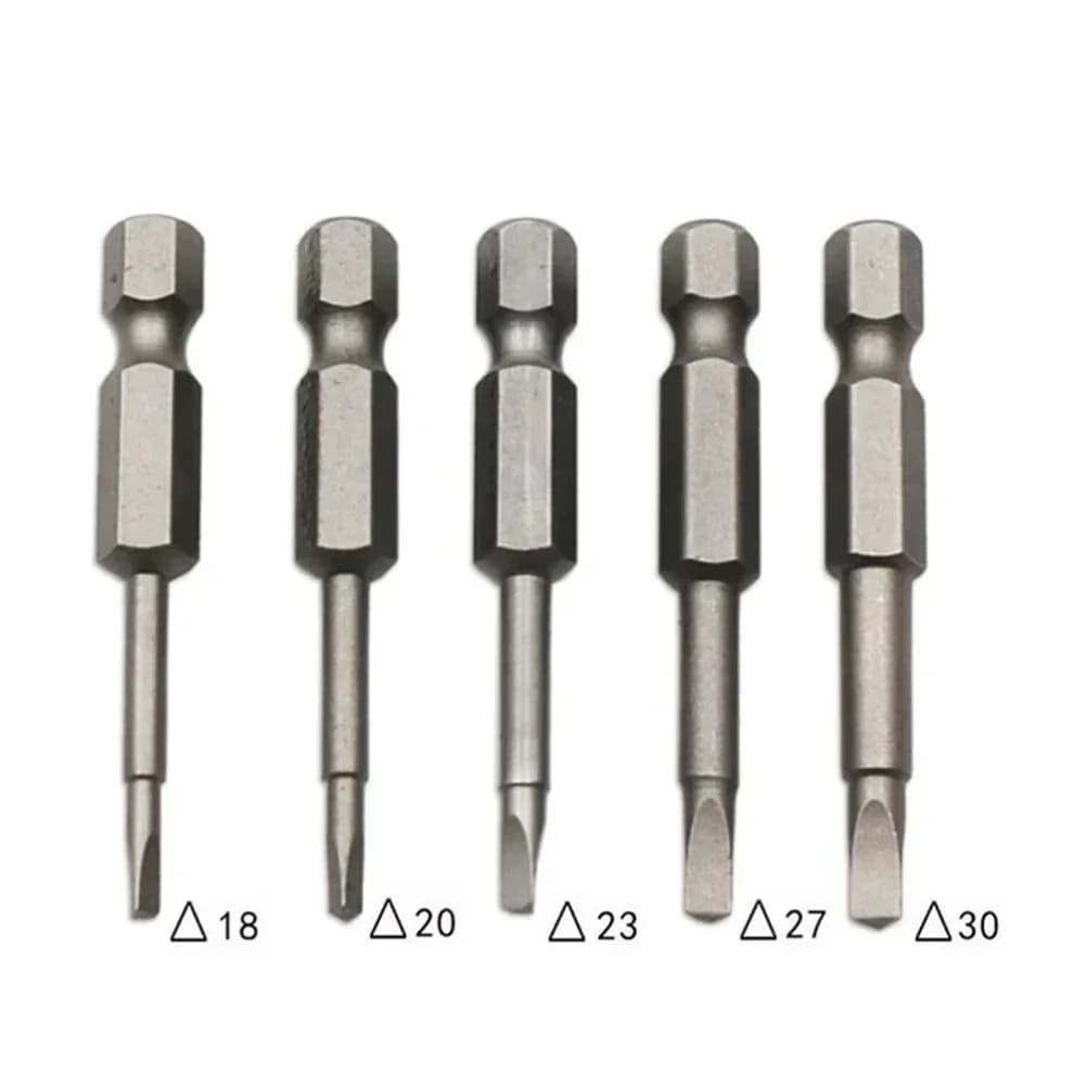 5 pezzi 50mm punte per cacciavite a testa triangolare magnetica 1/4 "pollici cacciavite a codolo esagonale utensili elettrici TA1.8 TA2.0 TA2.3 TA2.7 TA3.0