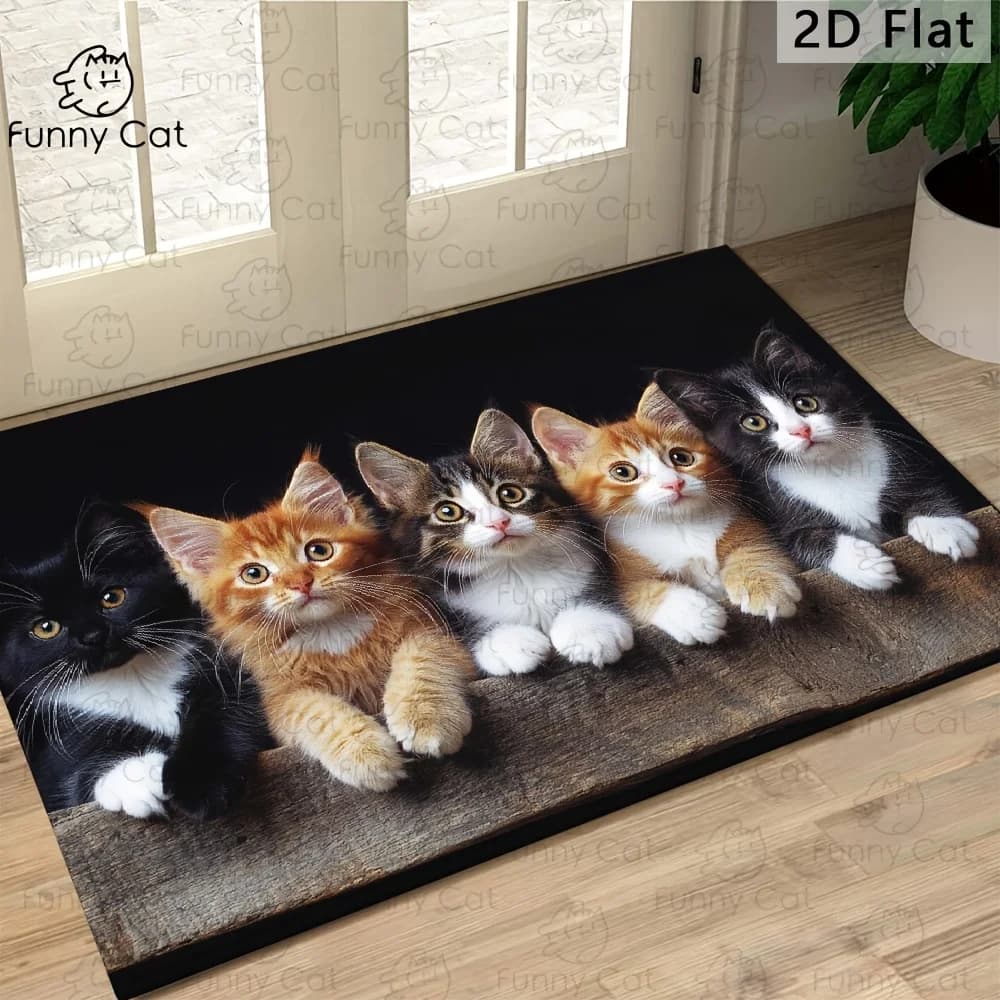 VIKAMA Five Cute Kittens Looking for a Home Entrance Doormat Welcome Mat Rug For Bedroom Carpet For Living Room Home Decor
