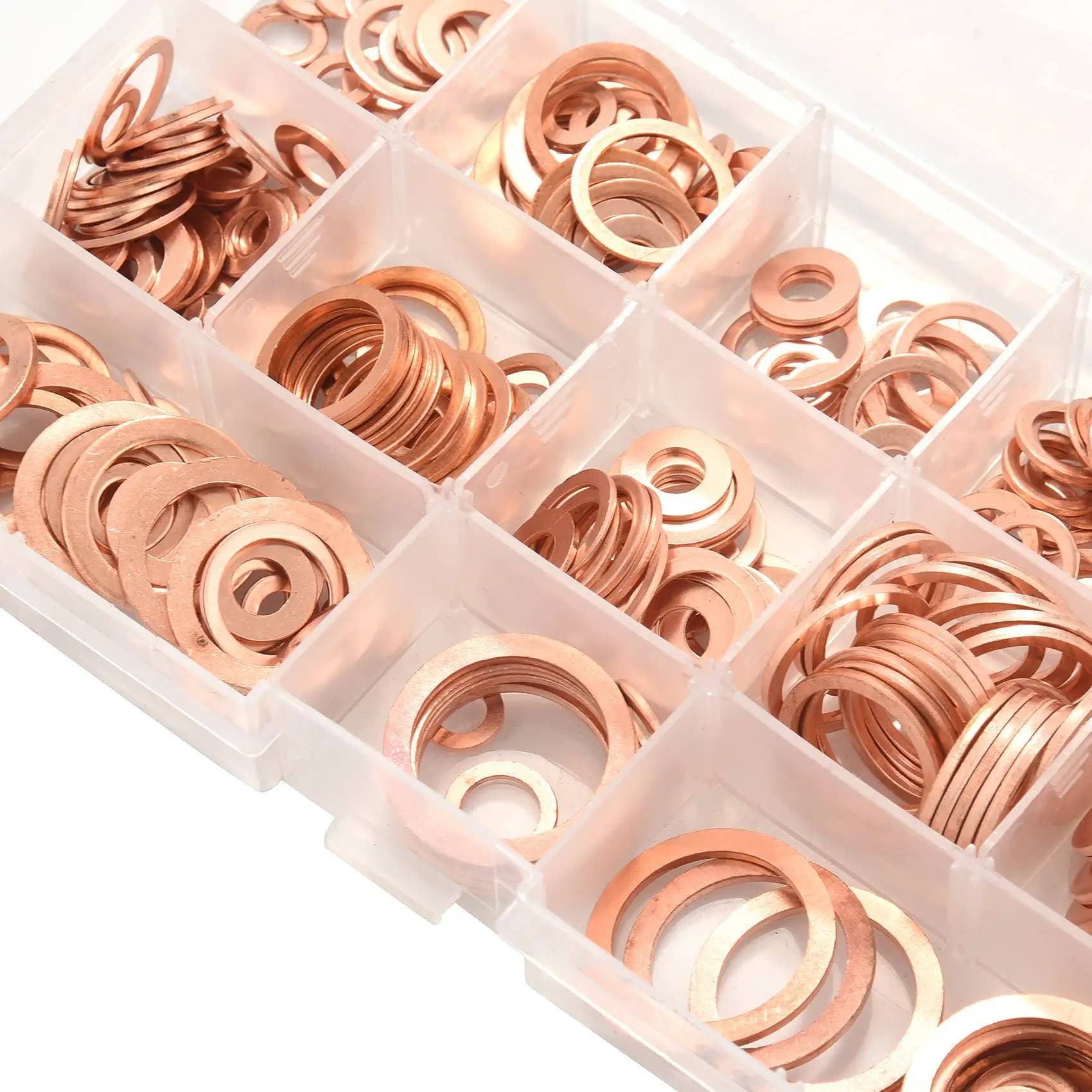 SEWS-280Pcs Set di guarnizioni piatte professionali assortite in rame, kit assortito di anelli di tenuta M5-M20 con scatola per accessori hardware