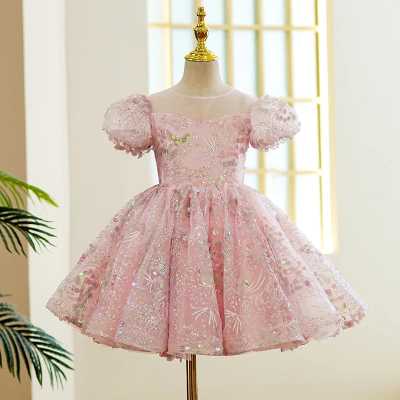 Sparkle Baby Kids Princess Abiti da ragazza in tulle con paillettes Abiti da prima comunione Compleanno Regalo di Natale Festa di nozze Compleanno