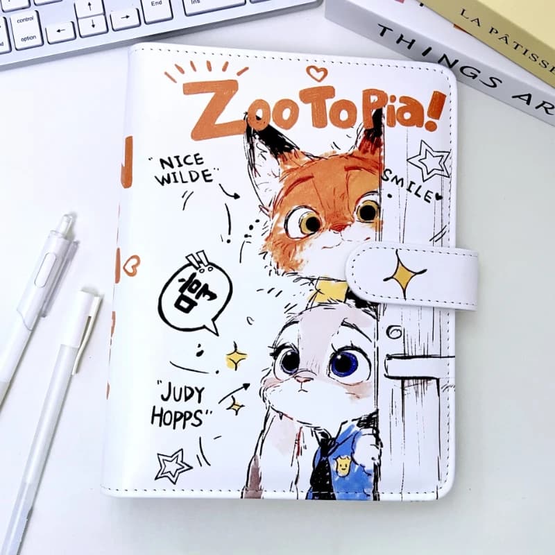 Zootopia Judy Nick Fox A6 Notebook con copertina magnetica in morbida pelle Design Kawaii per la scuola media
