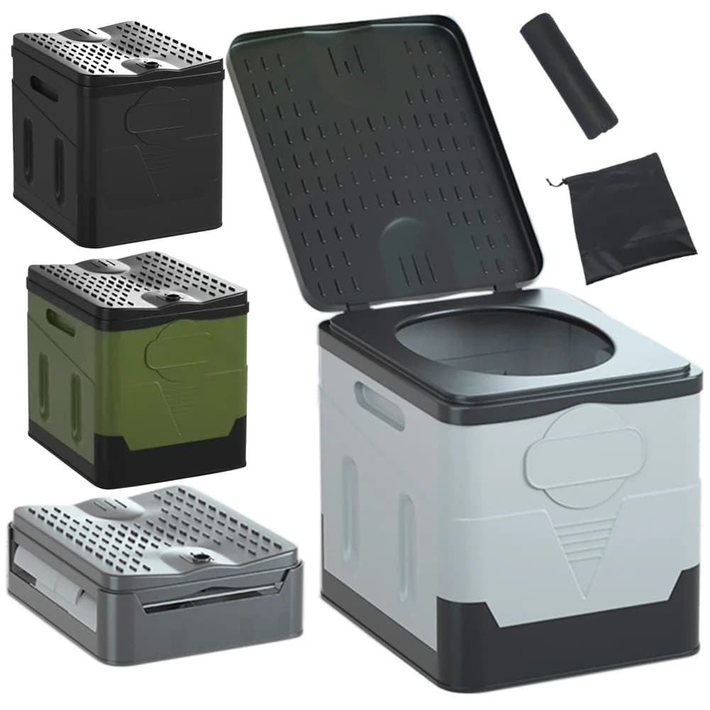 Toilette pieghevole portatile per esterni Forte capacità portante Padella multifunzione Pattumiera riutilizzabile Forniture da viaggio per guida autonoma