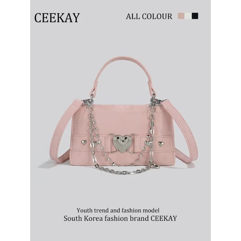 Nuova Mini Borsa CEEKAY Heart Lock 2026, Borsa a Mano Dolce con Decorazione a Catena e Manico Superiore, Borsa a Tracolla Versatile da Donna
