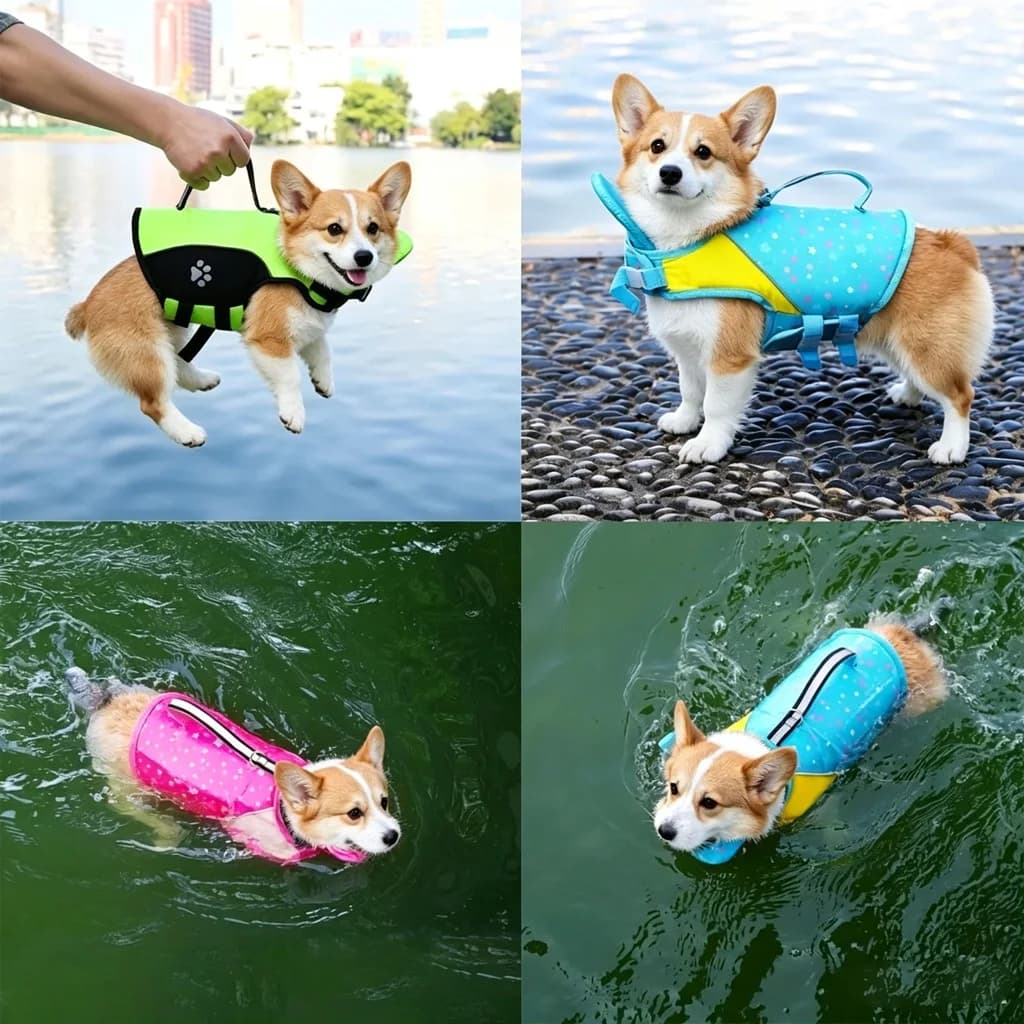 Dog Life Jacket with Removable Front Float Adjustable High Flotation Life Vest Swimsuits for Small Medium Large Dogs Swimming