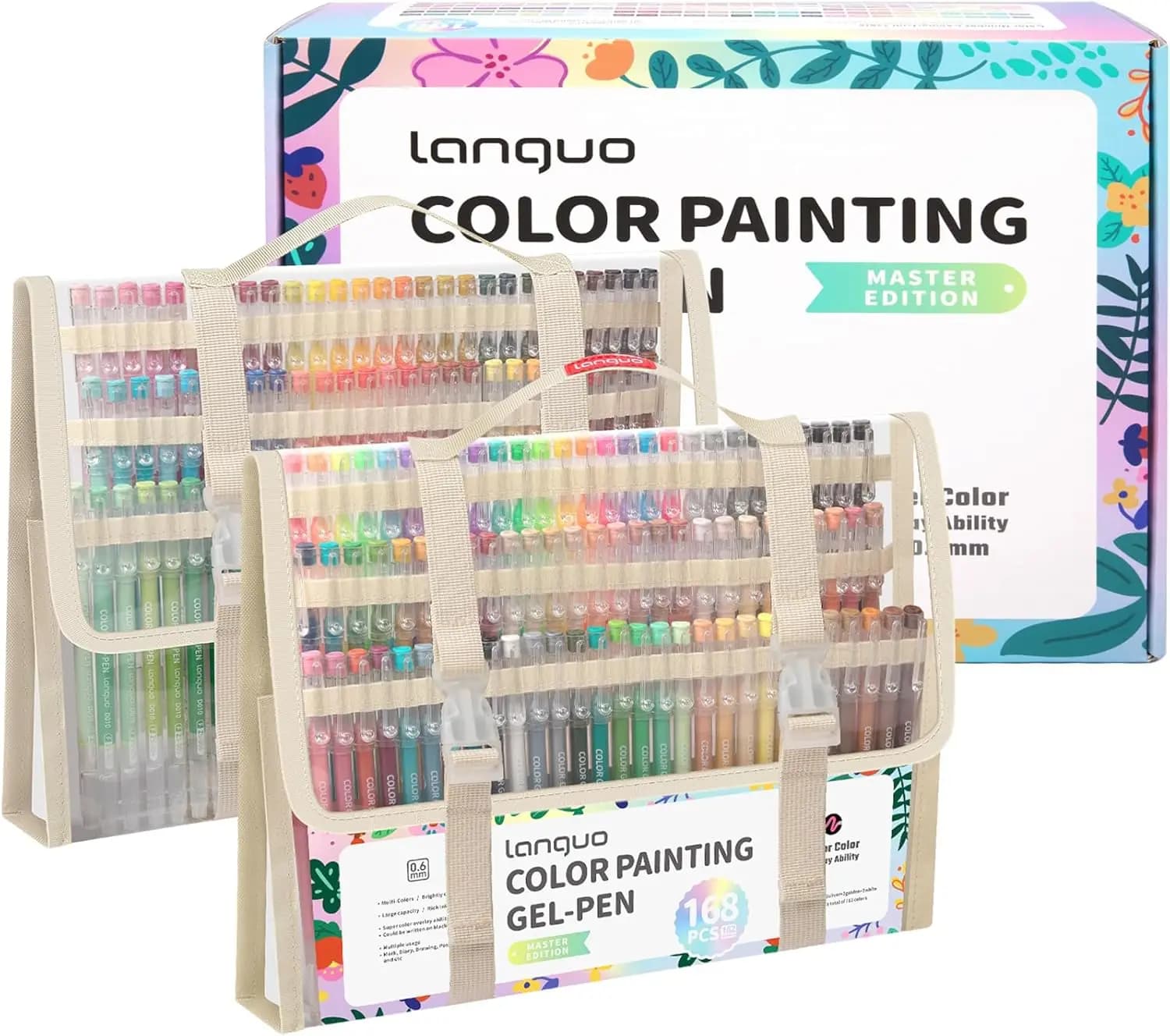 Set di 168 Penne Gel a Punta Fine per Colorare, Scrivere e Disegnare su Carta Bianca e Nera, Punta da 0,6 mm
