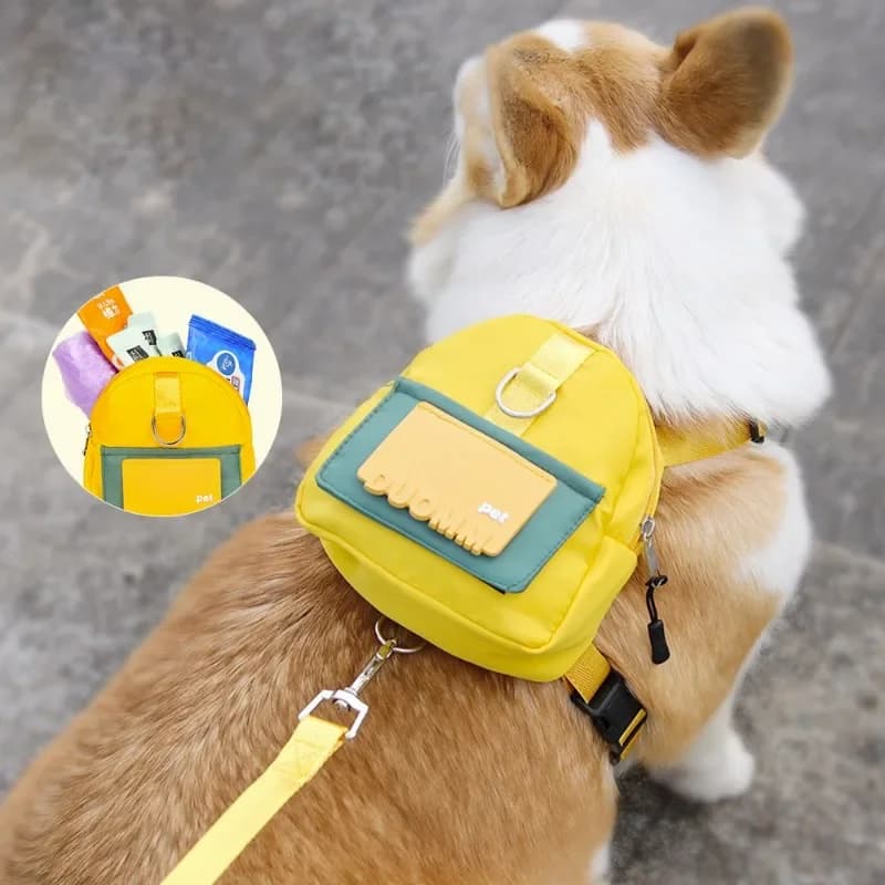 Borsa portaoggetti per snack per animali domestici Zaino per animali domestici con collare per imbracatura Zaino per imbracatura regolabile per esterni Adatto per passeggiate da viaggio per animali domestici