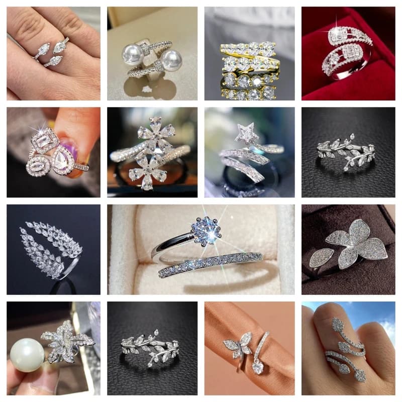 New customized, fashionable and high-end adjustable ring with an elegant and dazzling setting, decorated with zircon stones