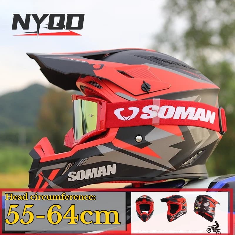 Casco da Moto Certificato 3C/DOT per Uomo e Donna, Casco da Rally per Mountain Bike Fuoristrada, Set di Attrezzatura da Guida