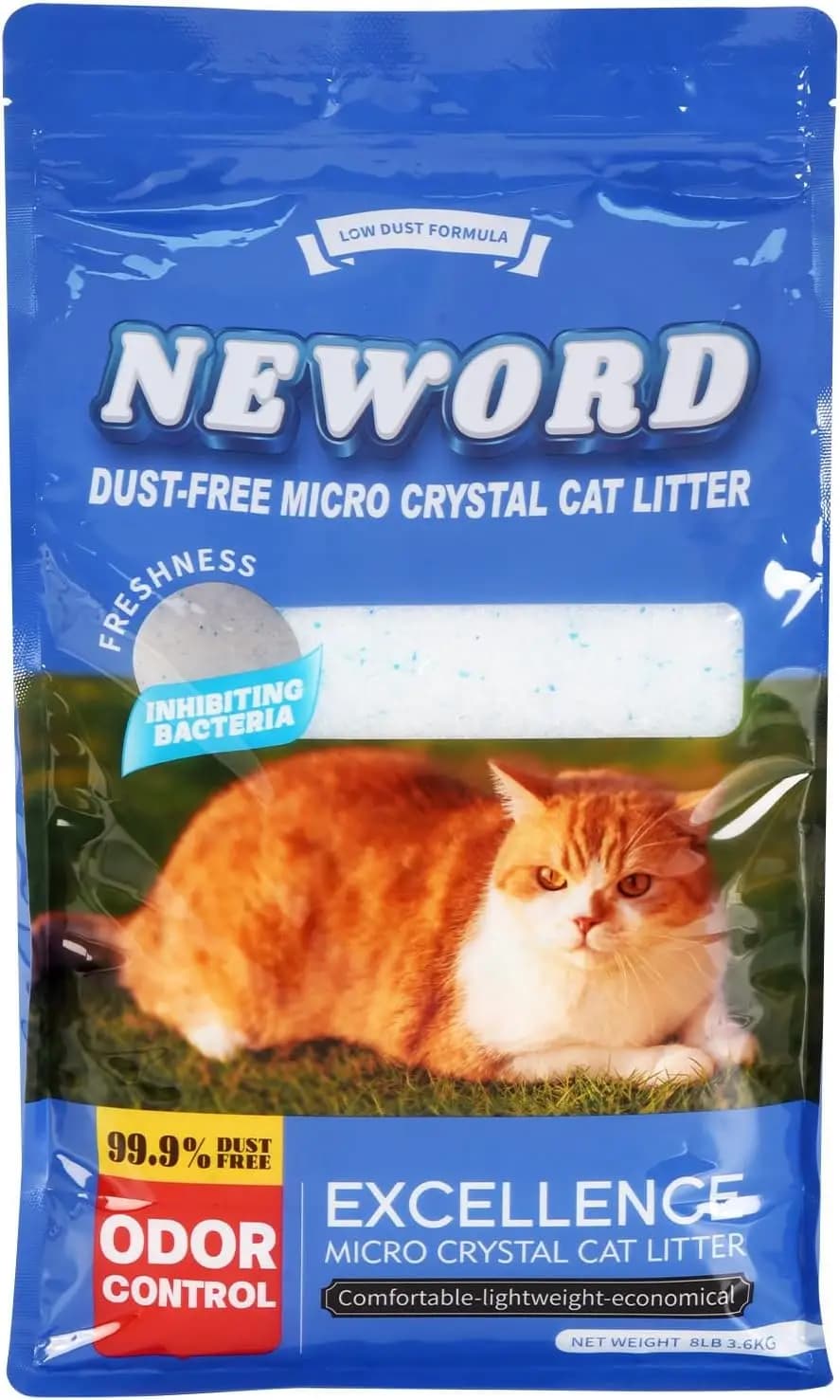 Lettiera per Gatti in Cristallo Non Agglomerante, 8 Libbre, Senza Polvere, Profumata, Controllo Odori Superiore, Leggera e Delicata sulle Zampe