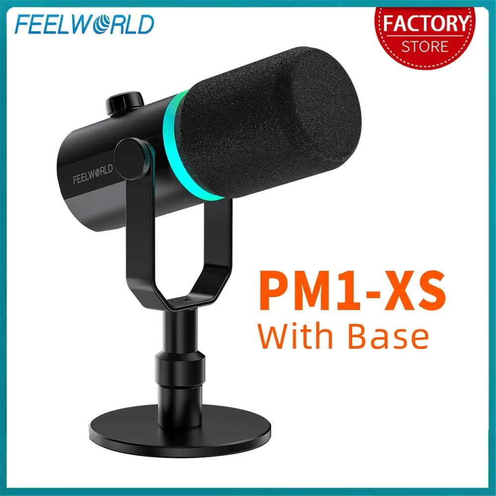 FEELWORLD PM1-XS XLR USB microfono dinamico con Base per Podcasting registrazione Computer Gaming Live Streaming vocale Voice-Over
