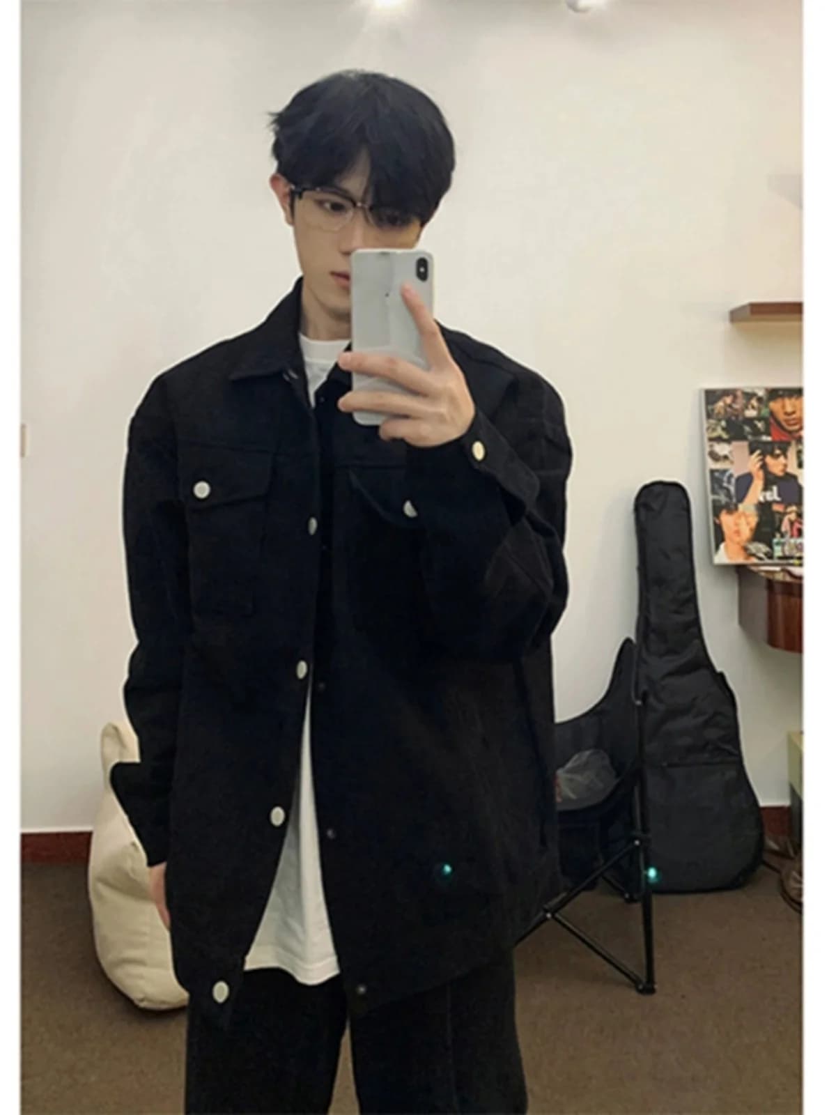American Style Pure Black Denim Jacket Men's High-End Sensation Handsome Rebellious Desires Workwear Detroit Utility Jacket