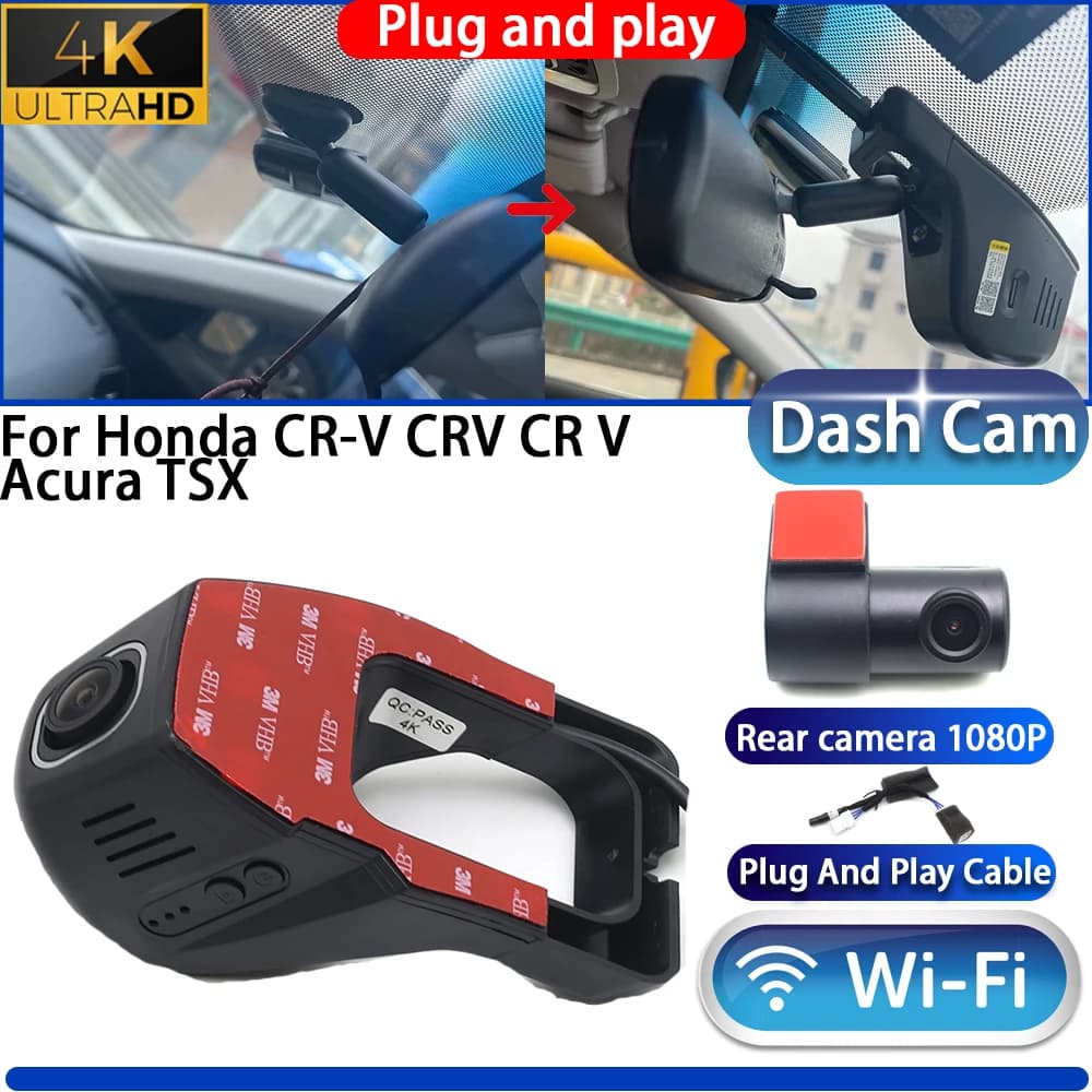 HighCity for Honda CR-V CRV CR V Acura TSX Dash Cam DVR 4K UHD 2160P Night Vision Wifi Plug and Play Video Recorder