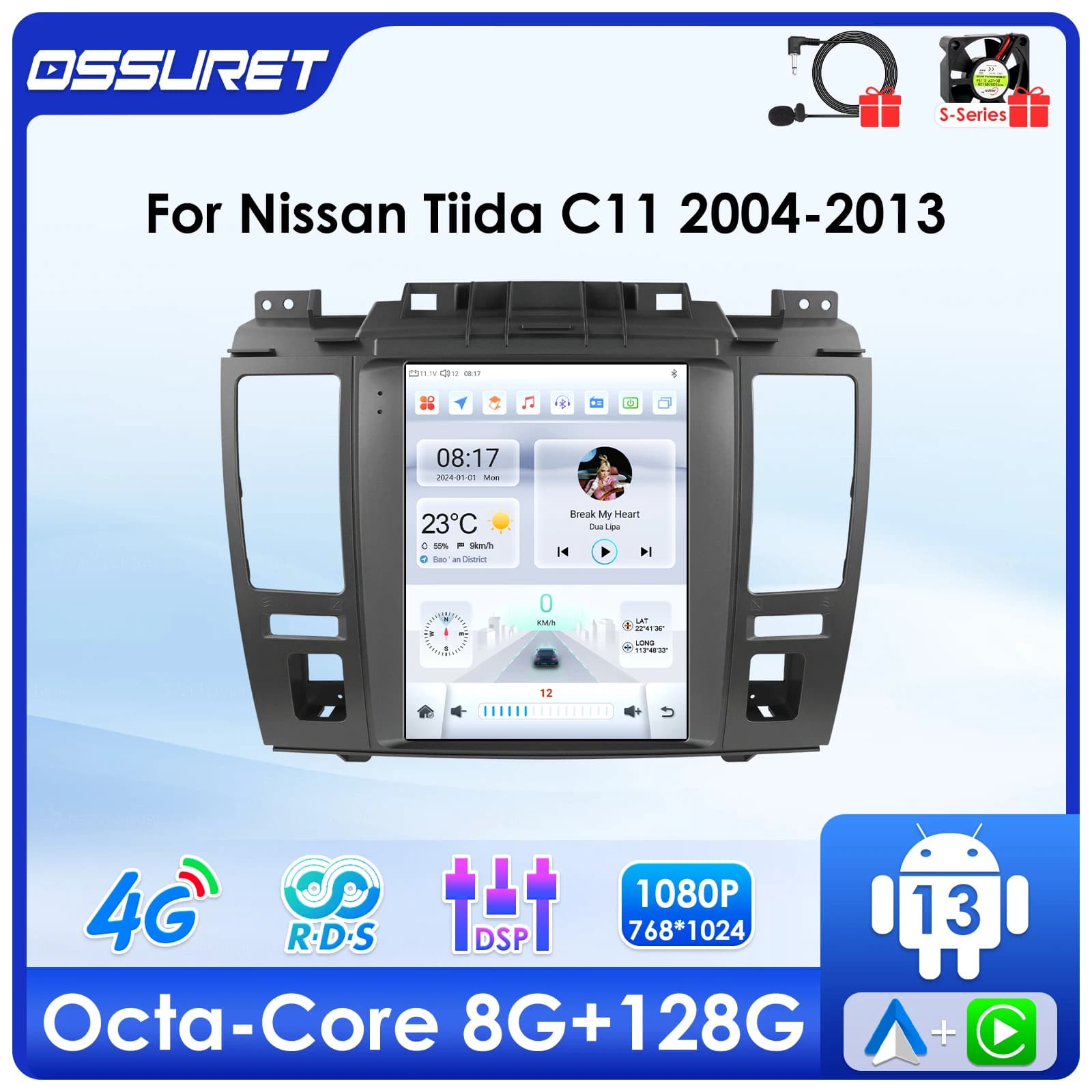 9.7"Android 13 Autoradio for Nissan Tiida C11 2004-2013 Multimedia player Car radio GPS navi Stereo 4G Carplay 2din SWC Screen