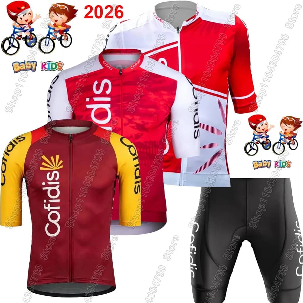 Set Maglia Ciclismo Bambini Cofidis Team 2026 - Abbigliamento Ciclismo Bambino/a, Completo Maglia e Pantaloni Bici da Corsa/MTB