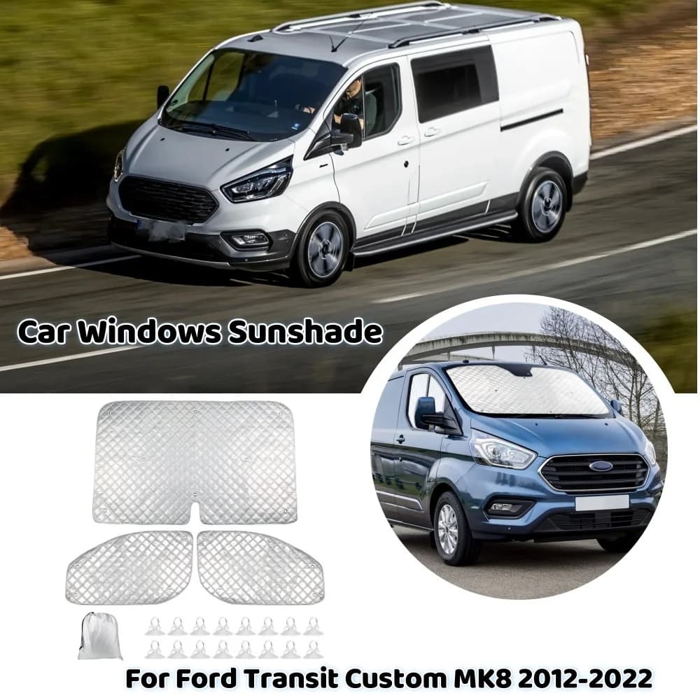 Parabrezza per auto Parasole Tende termiche interne Copertura per finestra Cieco per Ford Transit Custom MK8 2012-2022 Accessori protettivi