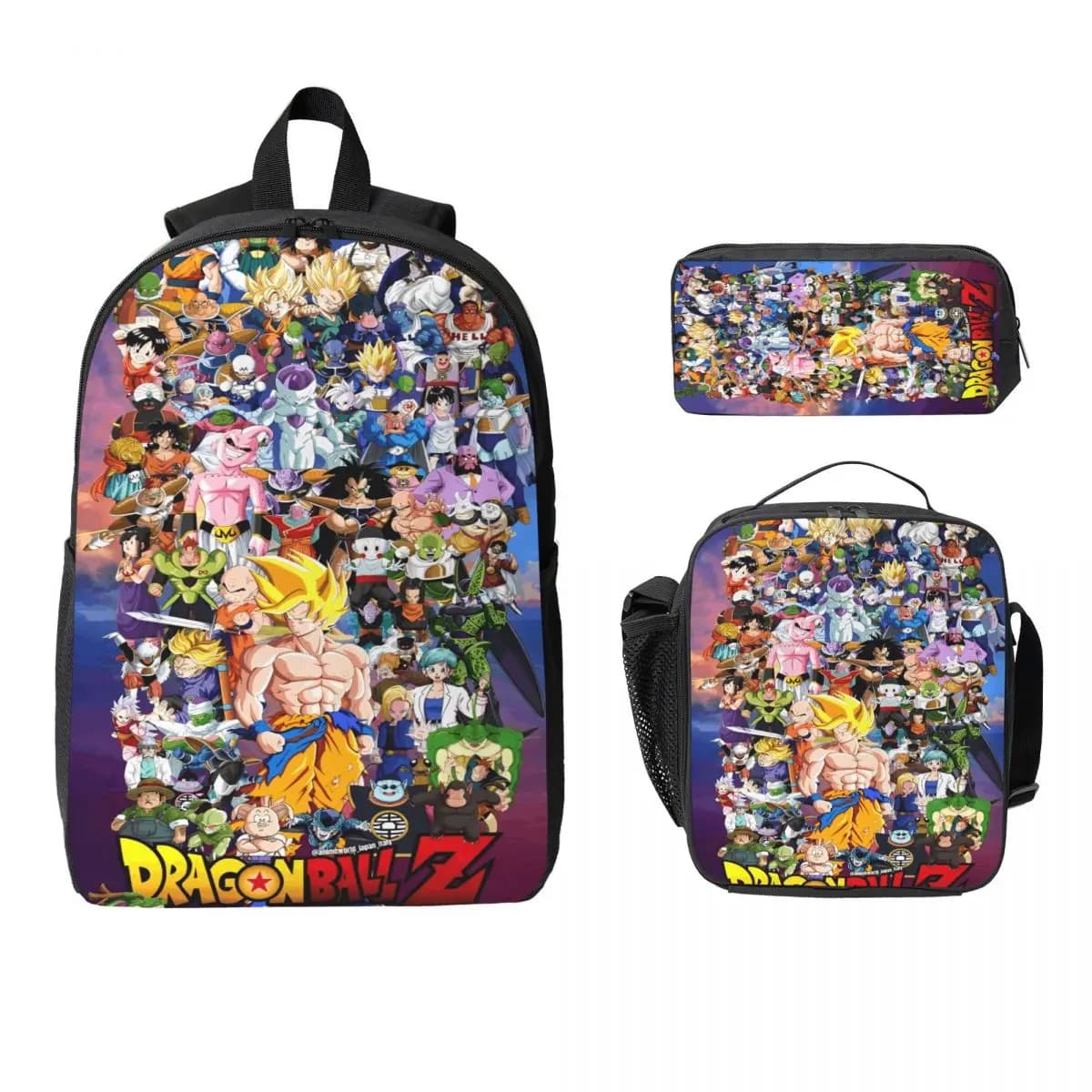 3Pcs DragonBallZ merch Backpack Set for Kids Pencil Boxes Bookbag Sets with Lunch Box For School Students Daypack