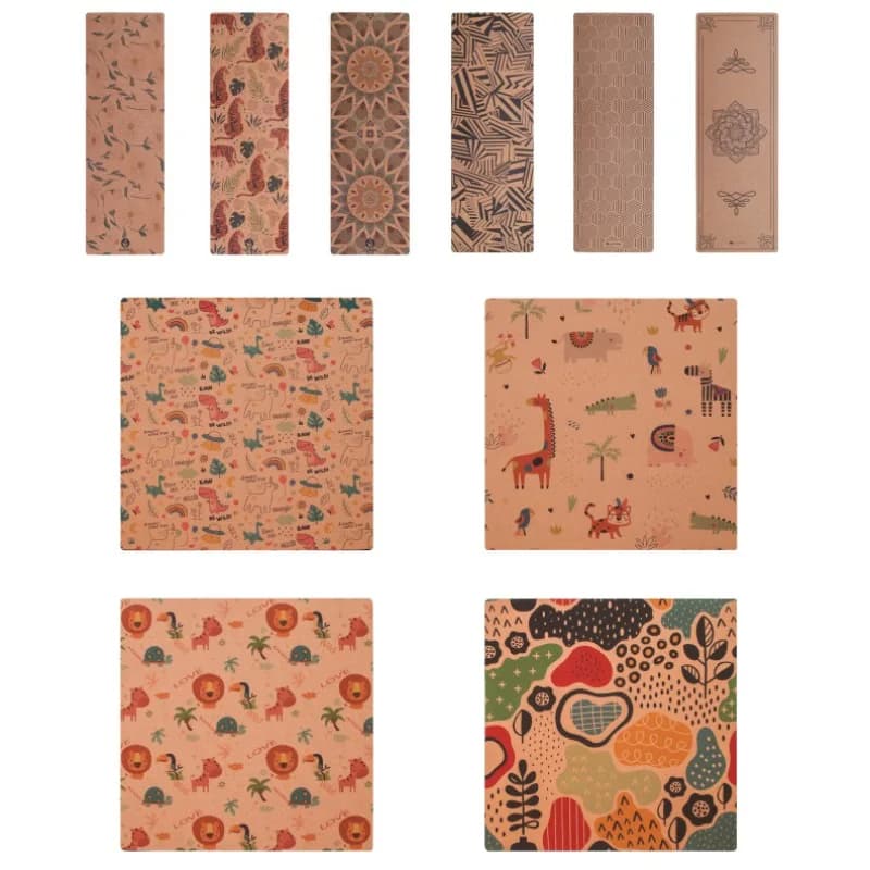 Tappetino da Allenamento in Sughero Ecologico Stampato, Tappetino Yoga in Gomma Naturale Antiscivolo Resistente all'Usura, Spesso per Esercizi Fitness Pilates Viaggio Personalizzabile