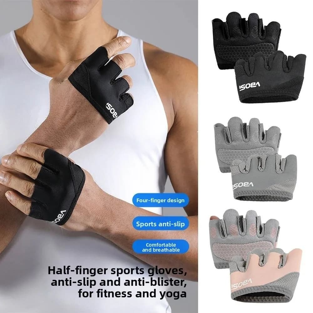 1 Paio di Guanti da Palestra Antiscivolo a Mezzo Dito, Traspiranti, Antiscivolo a Quattro Dita, Guanti di Allenamento Light Anti-Callus per Crossfit