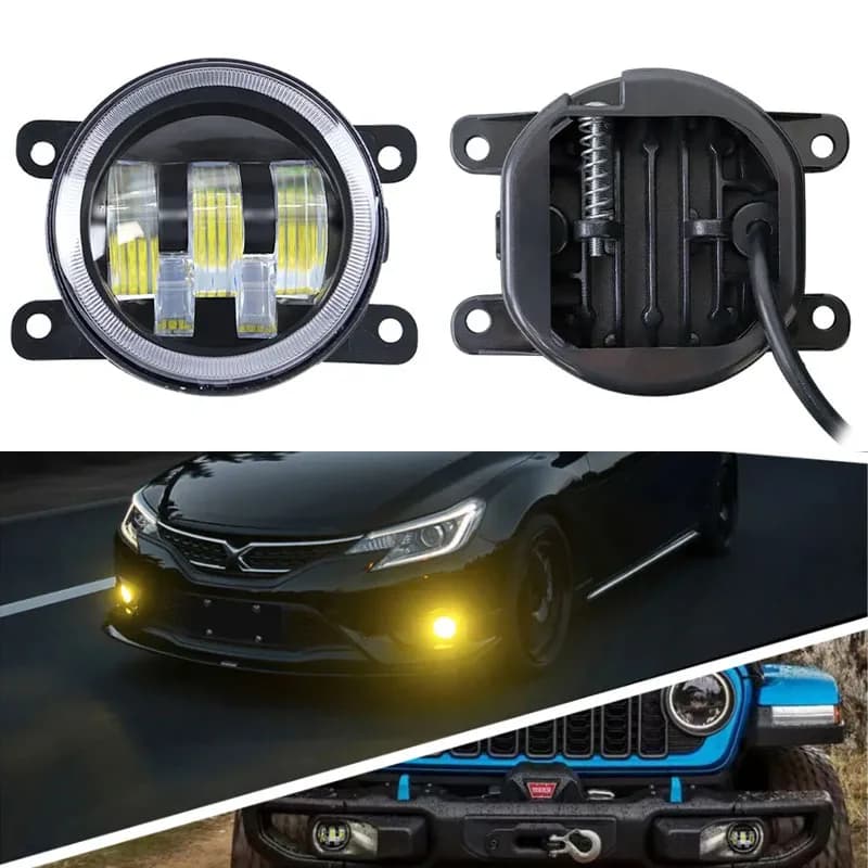 Dual Color 4 Pollici LED Fendinebbia 60W Halo Ring DRL Indicatore di direzione Lampada fendinebbia per auto per UTV Wrangler JK TJ LJ Dodge Chrysl