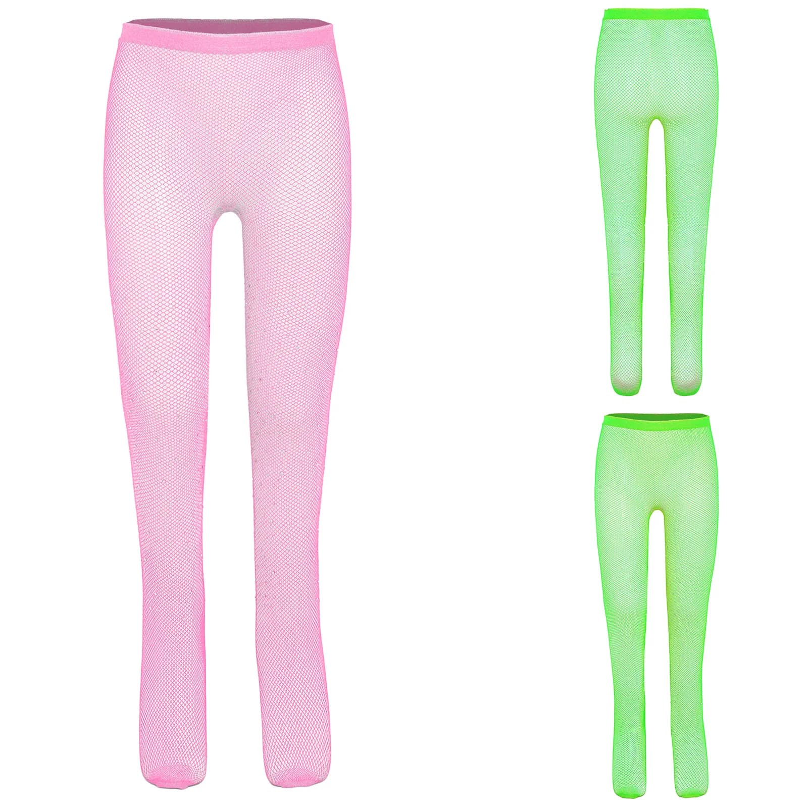 Collant da ballo per bambine, a rete traforata, con elastico in vita, leggings con piedini per costumi da festa di compleanno