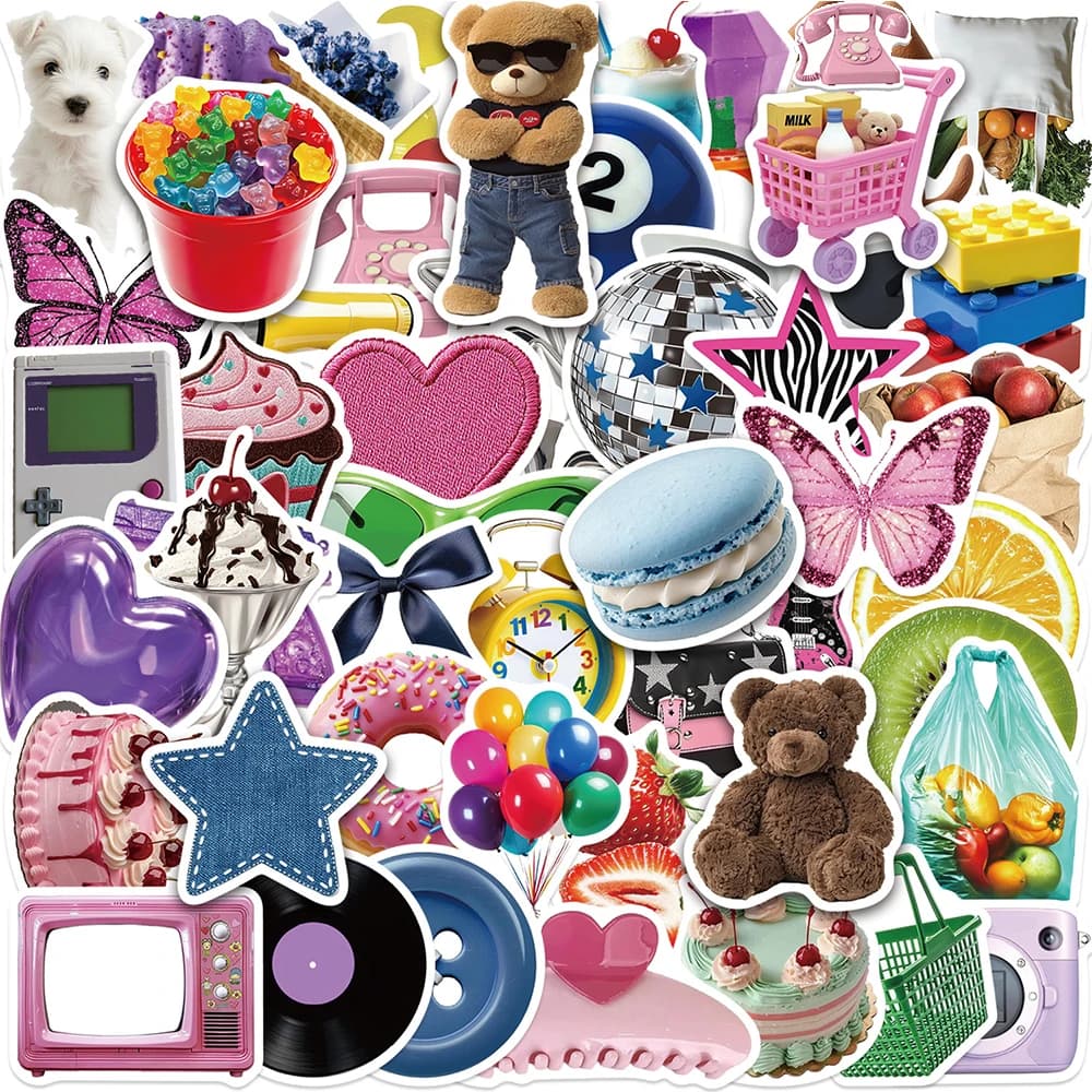 10/30/50pcs Vintage Y2K Aesthetic Graffiti Stickers Cartoon Decoration Decals for Motorcycle Luggage Guitar Cute PVC Sticker Toy