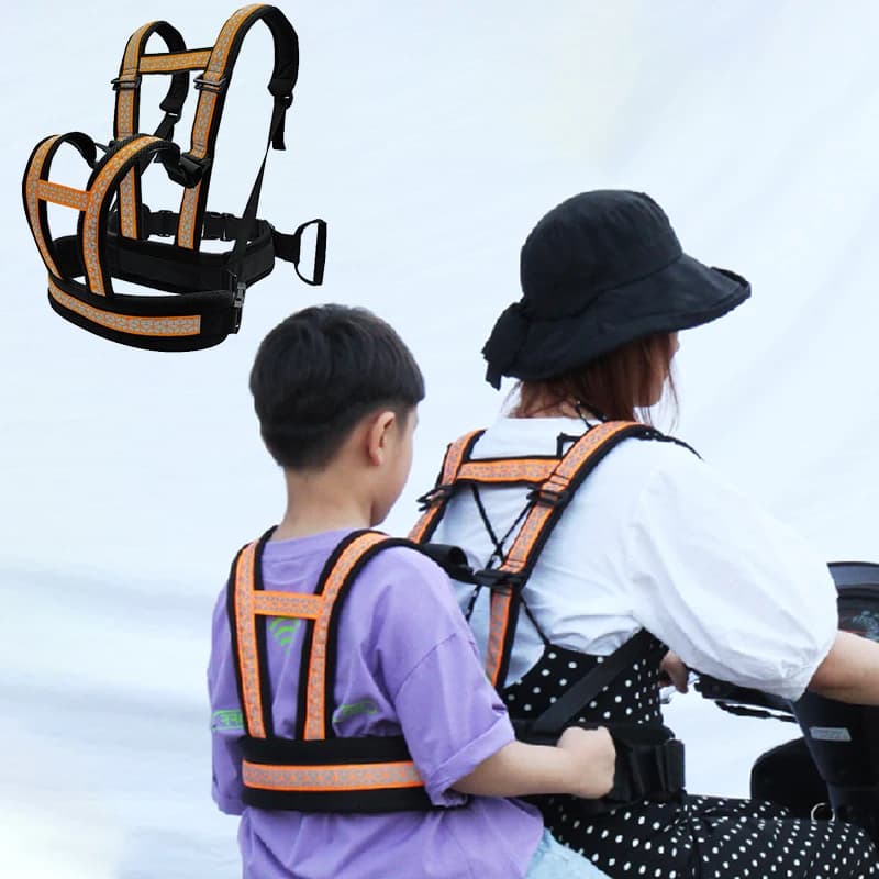 Cintura di Sicurezza per Seggiolino Bambino, Imbracatura per Auto Elettrica e Moto, Protezione per Bambini, Accessori per Moto